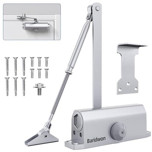 Baridwon Door Closers Commercial, Heavy Duty Door Closer No Slam, Hydraulic Door Soft Closer with Hold Open, Self Closing Door Mechanism for Ensure Smooth and Secure Door Operations -Small Size