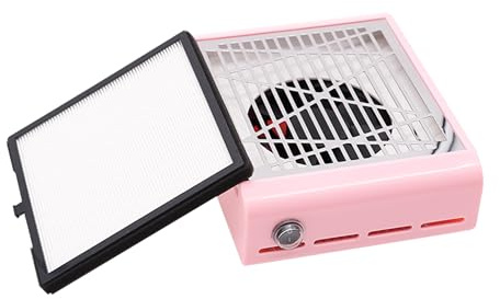 ibubu Professional Nail Dust Collector Machine Electric Nail Fan Dust Collector Strong Suction Nail Dust Vacuum Cleaner with 1 Reusable Filters Nail Salon Dust Extractor for Manicure Salon Pink