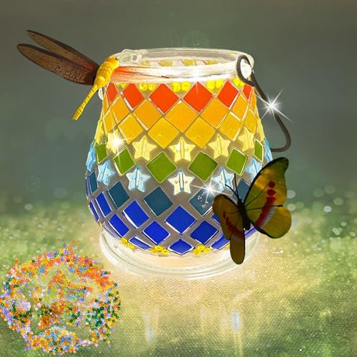 AUPERTO Mosaik Bastelset Lampe, Glasmosaik-Kerzenhalter-Kit DIY-Mosaik-Lampe DIY Kreatives Mosaiksets Bastelset für Kinder, Mosaik Steine für Heim Deko Beleuchtung Handgefertigte Geburtstagsgeschenk