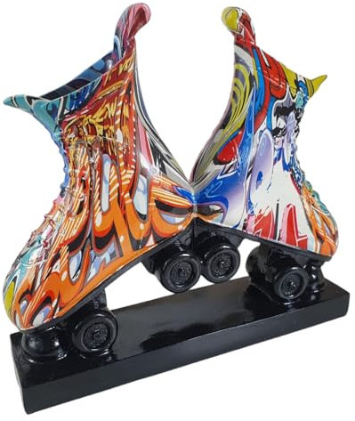 Aspinaworld Street Art Rollschuhe Figur Graffiti Style 21 cm, Moderne Dekofigur, Bunte Dekofigur, Graffiti Figur