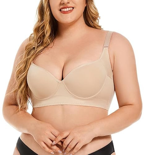 FROGTEST Taikay Push-up-BH, Taikay-BH, Nakans Rückenglättung, Push-up-BH, Anti-Aging, tiefer Schalen-BH für Damen, hautfarben, 100B