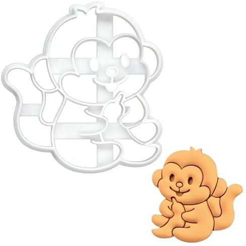 BAKERLOGY Affe mit Banane Ausstechform - Detailliertes Keksausstecher-Design zum Backen und Basteln, ideal für Fondant, Teig, Ton
