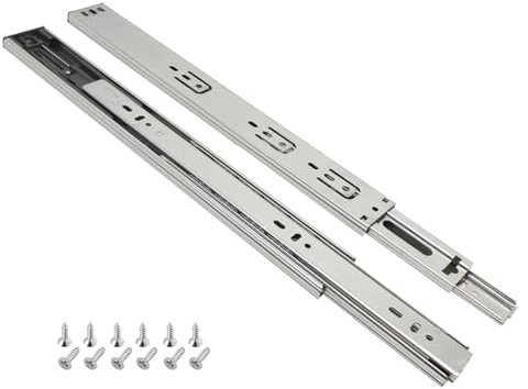 Schubladenschienen Vollauszug 350mm, 6 Paar (12 Stk.) Kugelauszug, 45mm Nut Schubladenauszug, Schubladen Führungsschiene mit Montageschrauben, Softclose Schubladen Schienensystem belastbar bis 45 kg
