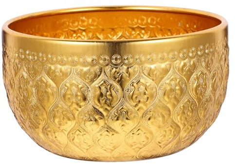 Luxshiny Gold Salad Bowl, Metal Soup Bowls Non Slip Appetizer Snack Bowls Small Snack Serving Bowls 14cm for Sauces Rice Noodles Ice Cream Oat Fruit