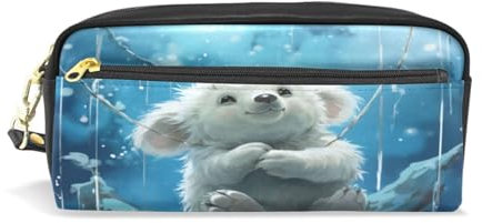 LINNIKEEEE Sternblauer Koala Federmäppchen aus Leder,Mäppchen Schlamperbox Stifttasche,Make-up-Tasche,Organizer für Jungen Mädchen