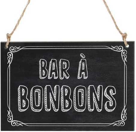 Candy Bar Décoration 1Pc Plaque “BAR À BONBONS” Panneau en Bois à Suspendre Décoration Mariage Anniversaire Fête