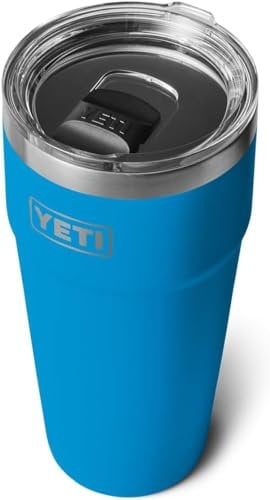 YETI Rambler Cup, Vacuum Insulated Stainless Steel Stackable Cup with Magslider Lid, Big Wave Blue, 30 oz (887 ml)