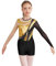 FEESHOW Kinder Gymnastikanzug Mädchen Turntrikot Glitzer Strass Metallic Patchwork Gymnastik Body Gymnastik Shorts Set Ballett Wettkampf Tanzoutfit Gold&Schwarz 134-140