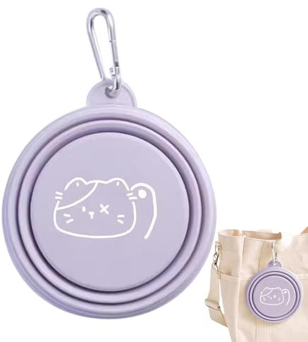 Rurunklee Gamelles pliantes pour animaux de compagnie, gamelles pliables pour chiens, idéales pour les voyages, gamelles à eau pour chiens et chats avec mousqueton pour la marche, le camping