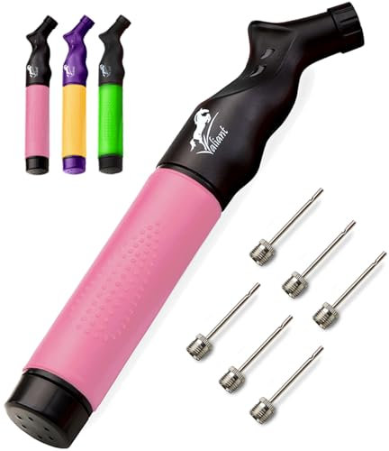Valiant Sports Ball Pump Inflator with 6 Needles (Pin), Dual Action Hand Held Portable Air Pump with pins to Inflate Soccer Ball, Football, Volleyball, Rugby, Netball & Basketball
