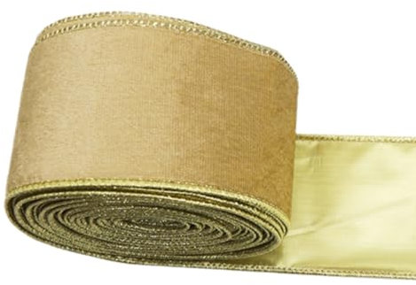 Gold Velvet Ribbon - 9m Wired Edge for Gift Wrapping, Christmas Tree Decorations & Wreaths