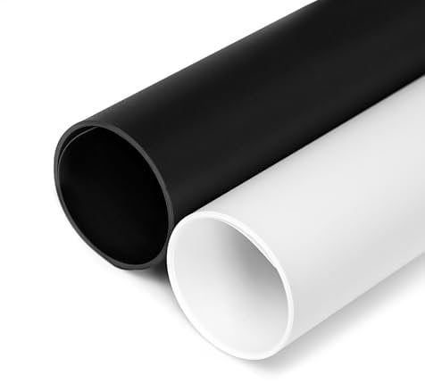 DUCLUS 2pcs Photography Backdrop 93.5x48.5 cm, Matte White & Black PP Waterproof Tabletop Photo Backgrounds for Product Photography Food Jewellery Cosmetics