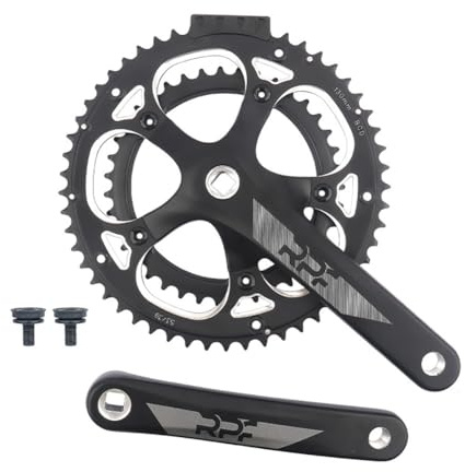 QUYCOIU Vierkantkonus Kurbelgarnitur 170/172,5mm Rennrad Kettenradgarnitur 130 39-53T Doppelt Kettenblatt Rund Kurbelarm Set Passend Für 2 * 9/10Speed Aluminium-Legierung(170mm)