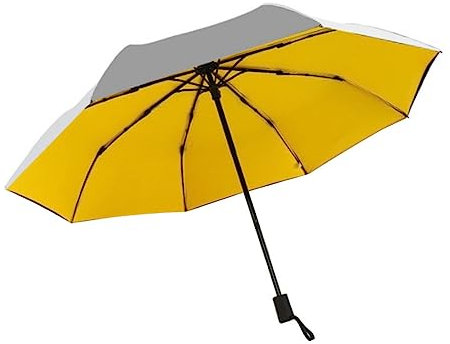 LALADEFIEE Doppelschichtiger Silber Sonnenschutz Regenschirm Ultraviolettbeständig Faltbar Ultraleicht Gelb Ideal Für Outdoor Aktivitäten Robuste Konstruktion Für Optimalen