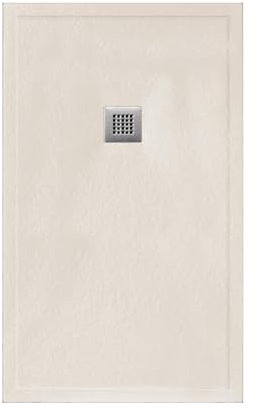 Duschtasse 120 x 90 cm beige Line Max aus Harz und Marmorpulver mit Abfluss