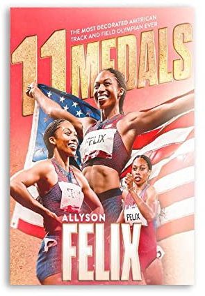 BBSYDH Leinwand Bilder 60 * 90cm Senza Cornice Medaglie Allyson Felix L'atletica leggera Mostated Olympic Eversch Stampa dipinti per soggiorno Camera da letto Decorazione