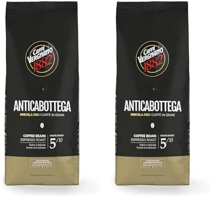 Caffè Vergnano 1882 Caffè in Grani Anticabottega, Miscela Oro - 1 confezione da 2 Kg
