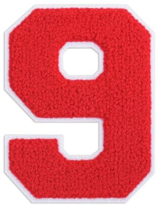 QianSiLi 4.5 Inch Chenille Iron On Patches for Clothing Embroidered Patch Iron On Numbers for Football Shirts Clothes Jacket Hoodie Varsity (Red,9)