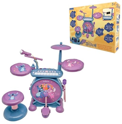 Lexibook, Stitch, Elektronisches Schlagzeug-Set, K610D | 3-in-1-Schlagzeug-Set, Keyboard, Mikrofon inklusive