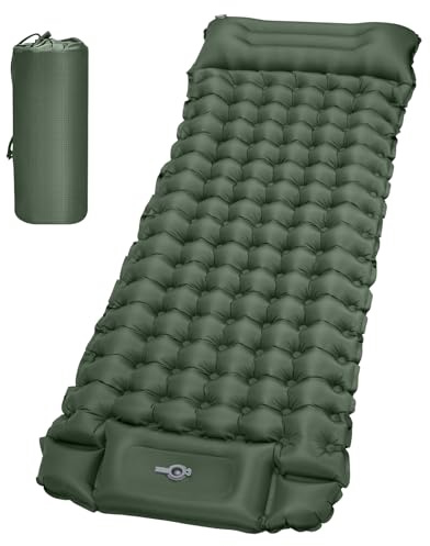 Tuocal Sleeping Pad for Camping, 9cm Thickness Ultralight Camping Inflatable Mattress with Built-in Foot Pump, Waterproof Inflating Mattress with Carry Bag for Hiking, Backpacking, Traveling
