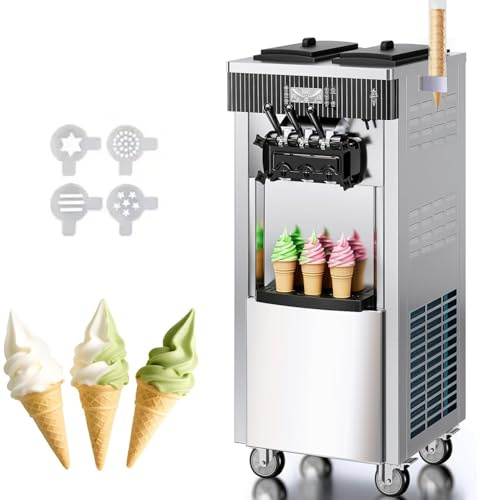 Máquina para helado Comercial 20-28 L/H Ice Cream Maker para ahora máquina helado profesional con bandeja para huevos y panel LCD preenfriado 2200W máquina de helado 3 sabores