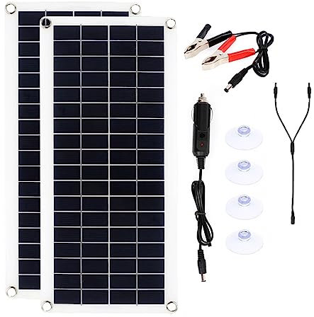 ZGJIAJU 300W Flexible Panneau Solaire 12V Chargeur de Batterie Double USB avec contrôleur 10A-60A cellules solaires Batterie Externe for téléphone Voiture en Plein air Sûr Efficace(2pcs Solar Panel)