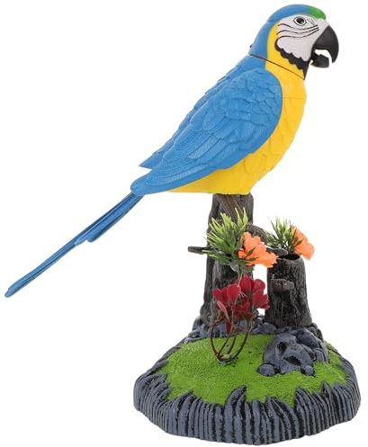 FRCOLOR Robot Bird Interactive Electric Chirping Parrot Simulation Voice Activated Motion Sensor for Cats Safe Friendly Design Battery Not Included