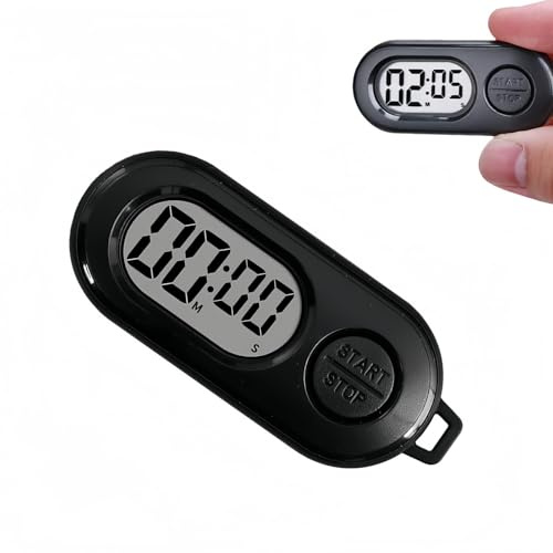 Porte-clés chronomètre, mini montres numériques, horloge numérique LCD avec design compact et portable, minuterie de cuisine numérique pour la cuisine, compte à rebours précis, horloge à rebours (noir