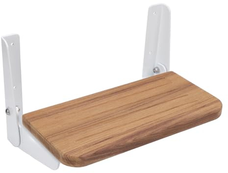 AOWINHIT Poggiapiedi Pieghevole in Teak Staffa in Lega di Alluminio Pedana Pieghevole Salvaspazio per Timone della Barca Legno di Teak di Grado Marino Durevole Robusto Leggero Comodo