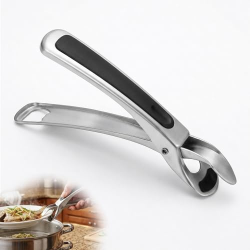 wilcractk Pinza Antiqueraduras para Bol, Clip Antideslizante para Cocina, Pinza para Ollas, Utensilio para Horno, Clip para Placa, Plato, Cacerola, Sartén, Horno y Vaporera (Negro)
