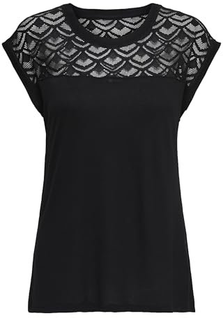 ONLY Women's Onlnicole Life S/S Mix Top Noos JRS T-Shirt, Black (Black), S
