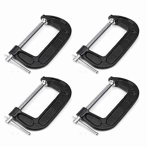 Wideskall 8 x 3.25 inch Heavy Duty Malleable C Clamp (Pack of 4)
