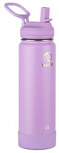 TAKEYA 51222 Actives Insulated Water Bottle with Straw Lid, 18/8 Stainless Steel, Lilac