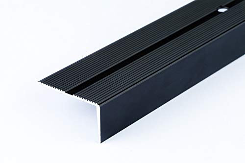 Anti Non Slip Stair Nosing Aluminium 40x20mm x 1M Edge Rubust Trim Drilled Carpet Guard TMW Profiles (Dark Brown)