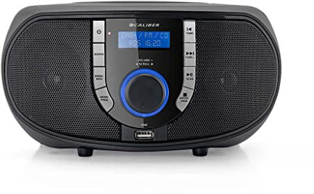 Caliber Tragbares Radio - USB - DAB Plus und FM-Radio mit RDS - CD-Player mit Bluetooth - LCD Anzeige - Schwarz - 24,5 x 22 x 12,5 cm