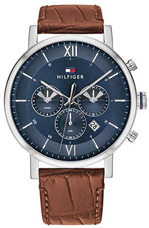 Tommy Hilfiger Multi Zifferblatt Quarz Uhr für Herren mit Hell-Braunes Lederarmband - 1710393