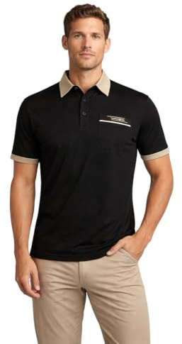 Gabicci - Plain Polo Shirt with Contrasting Collar and Piping (XX-Large, Black)