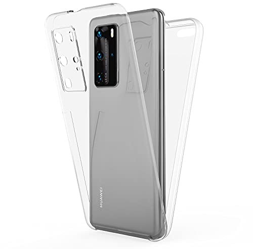 NALIA 360 Grad Handyhülle kompatibel mit Huawei P40 Pro Hülle, Full-Cover Silikon Bumper mit Displayschutz vorne Hardcase hinten, Komplettschutz Dünn Fullbody Case Rundum Handy-Tasche - Transparent