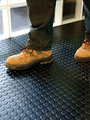 Revestimiento de Caucho Antideslizante | Suelo de Goma PVC Negro 3mm Diseño Botones (100_x_200 CM)