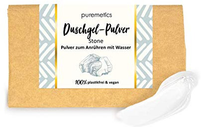 puremetics Zero Waste Duschgel Pulver “Stone“ (100g = 400ml) | für alle Hauttypen | vegan & plastikfrei