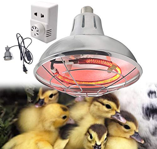 Aocay Lampe Chauffante Poussin avec Thermostat, Lampe Infrarouge Chauffante pour Chiots Tortue, Température Réglable: 200W-400W, Abat-Jour en Aluminium