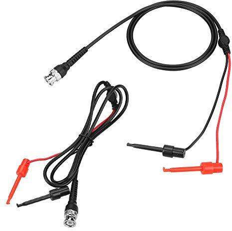 BNC Test Leads Set, Oscilloscope Probe, 2Pcs Oscilloscope Probes Clip Test Lead Grabbers Coaxial Cable Coax Mini BNC to Dual Testing Plunger Hook for Testing Work for Mechanical