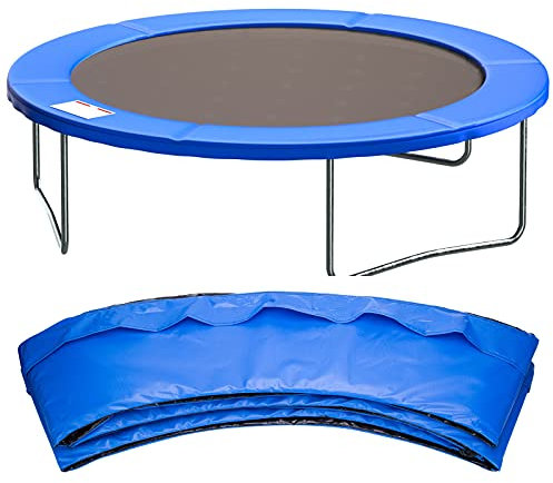 Cliselda Trampolin Randabdeckung 366 cm,Federabdeckung,Trampolinzubehör,Randschutz, Sicherheitsmatte, UV-resistent, Reißfestes,8 Stangen - Blau