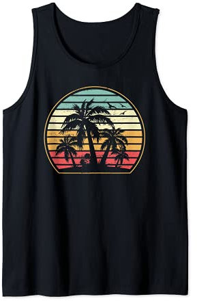 Retro Vintage Sunset Palm Tree Tank Top