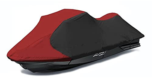 AMGJ Jet Ski Abdeckung 600D Oxford-Gewebe Personenwasserfahrzeuge Abdeckplane Wasserdicht PWC Watercraft Jetski Persenning für Länge 348cm-356cm Jetski,Red Black