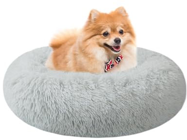 Nisrada Lit pour Chat d'intérieur - 60cm - pour Petits et Grands Chiens - Lit Rond Lavable pour Chiot et Chaton avec Fond antidérapant