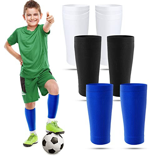 Boyiee 3 Paar Kinder Fußball Schienbeinschutz Socken Atmungsaktive Waden Kompression Mit Taschen - Schienbeinschoner Halter