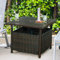 Multigot Rattan Garden Side Table, Patio Wicker Bistro Dining Tables with Umbrella Hole, Pool Umbrella Coffee Table for Backyard, Patio and Beach (With 4CM Umbrella Hole)