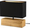 Reality Leuchten Tischleuchte Woody R50181080, Metall Schwarz matt, Fuß Holz, Stoffschirm schwarz/goldfarbig, exkl. 1x E27