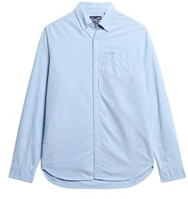 Superdry Herren Langärmeliges Oxfordhemd Klassisches Blaues Oxfordhemd M